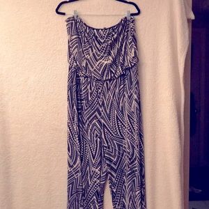Ladies Black and White strapless jumpsuit